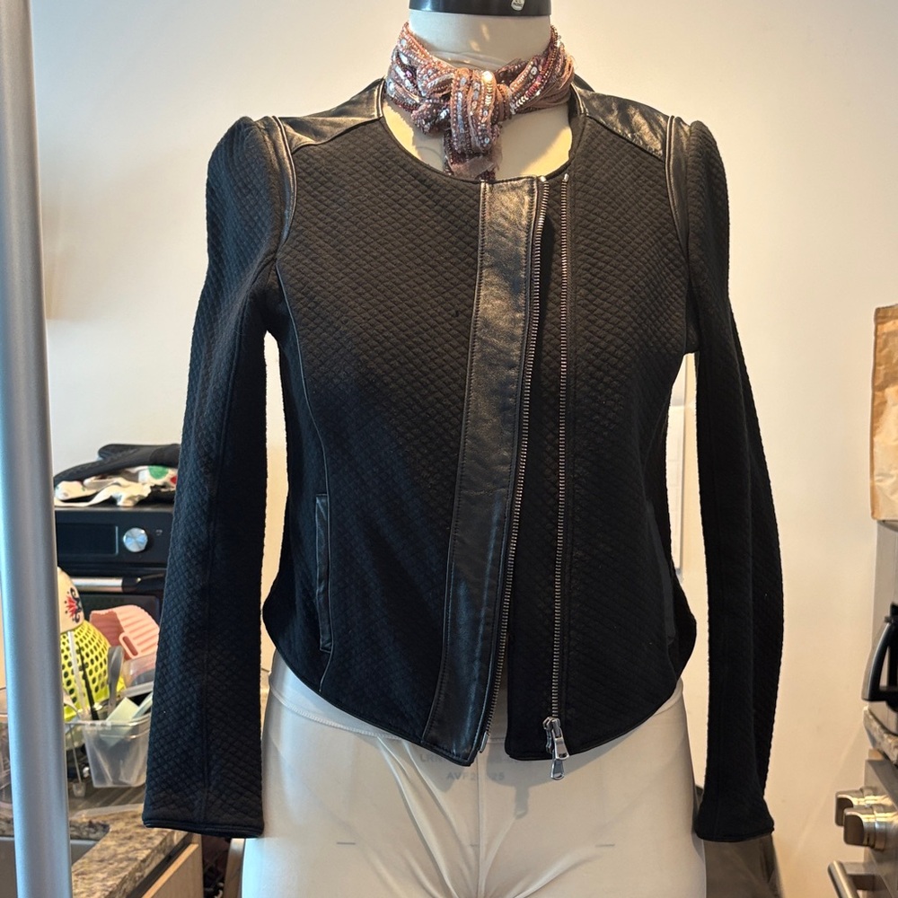 Club Monaco Black Textured Leather Jacket